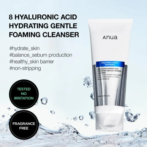 Anua hyaluronic acid 8 + panthenol cleanser 150ml (Made in Korea) - Image 3
