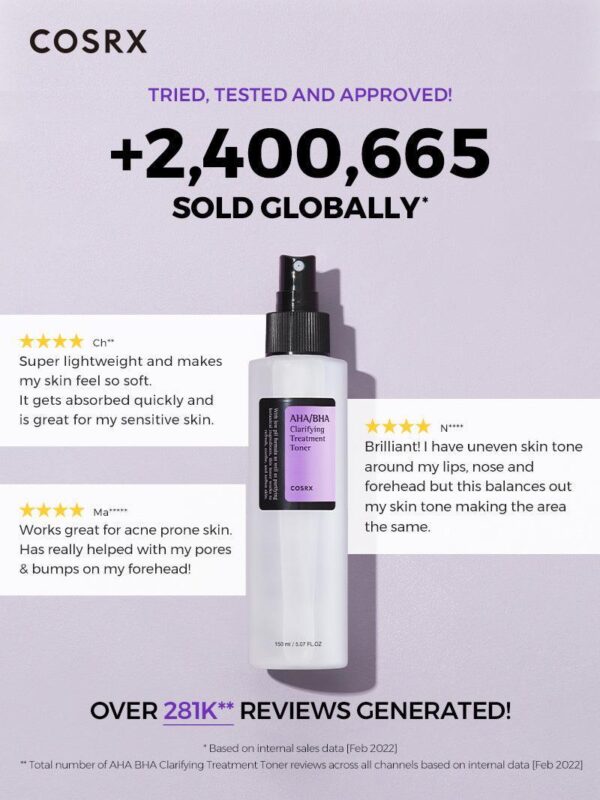 COSRX - AHA BHA Clarifying Treatment Toner 150ml. (Made in Korea) - Image 12