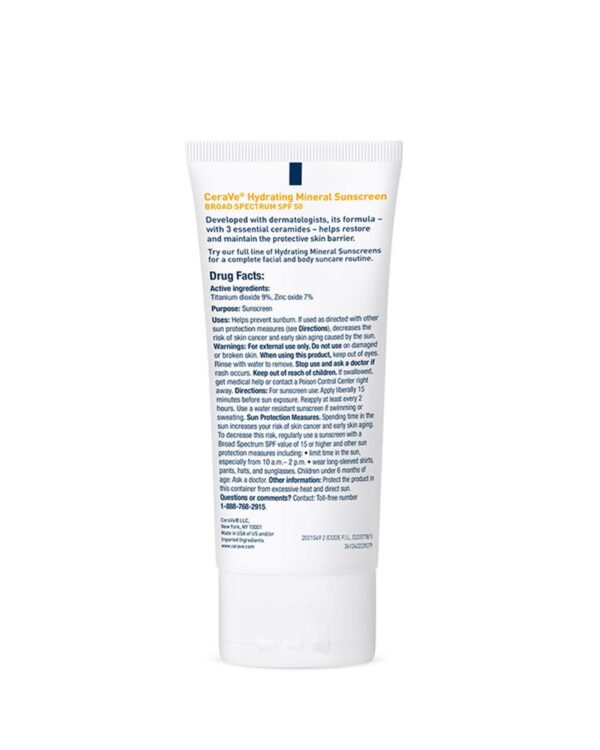 CeraVe - Hydrating Mineral Sunscreen SPF 50 - 75ml (Made in USA) - Image 4