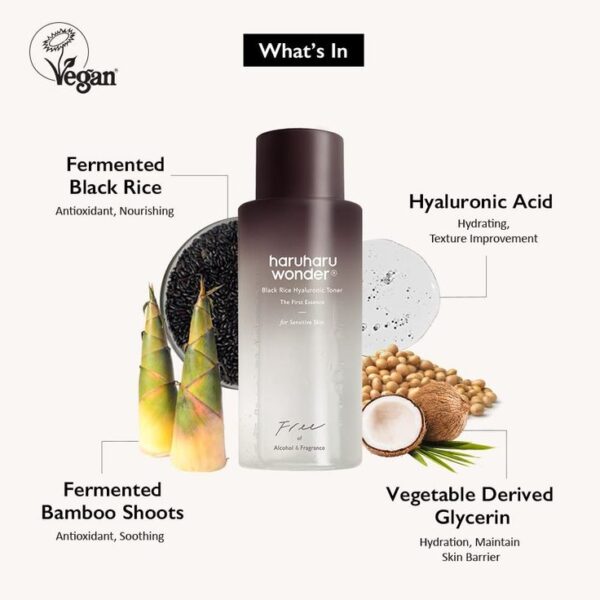 Haruharu - Wonder Black Rice Hyaluronic Toner For Sensitive Skin | Fragrance Free 150ml  (Made in Korea) - Image 4